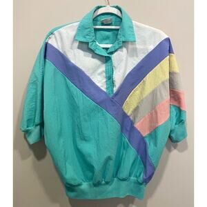 Vintage 80's Centre Point Pastel Windbreaker Jacket Size Med